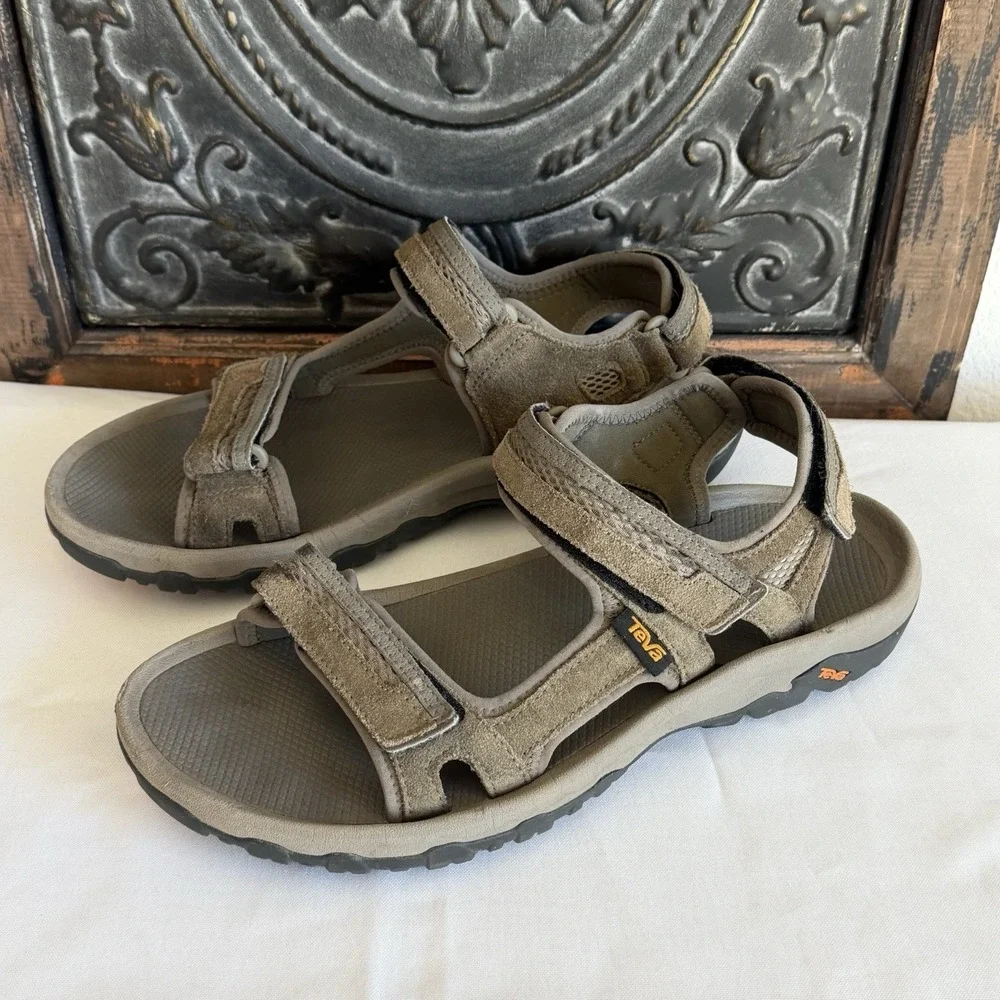 Teva Men's Sandals Size 11 Hudson Bungee Cord Brown Suede Hiking Outdoor Strappy